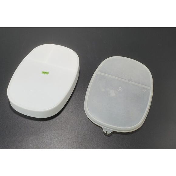 Vintage Tupperware Sheer Compartment Plate 667 & 668 w/lid, PRE-OWNED - Picture 2 of 5